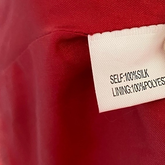 Kay Unger 100% Silk Red Bow Back Dress Sz 2 Midi Sheath - Picture 9 of 9